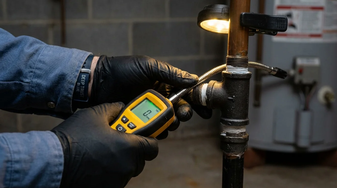 Gas leak detection with electronic sniffer by Johns Plumbing LLC in Seaside