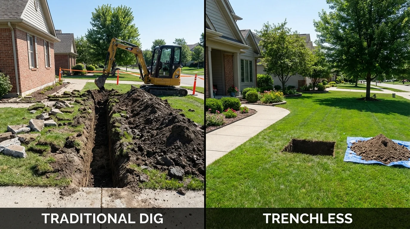 Trenchless sewer repair with minimal yard damage versus traditional excavation in Seaside, CA
